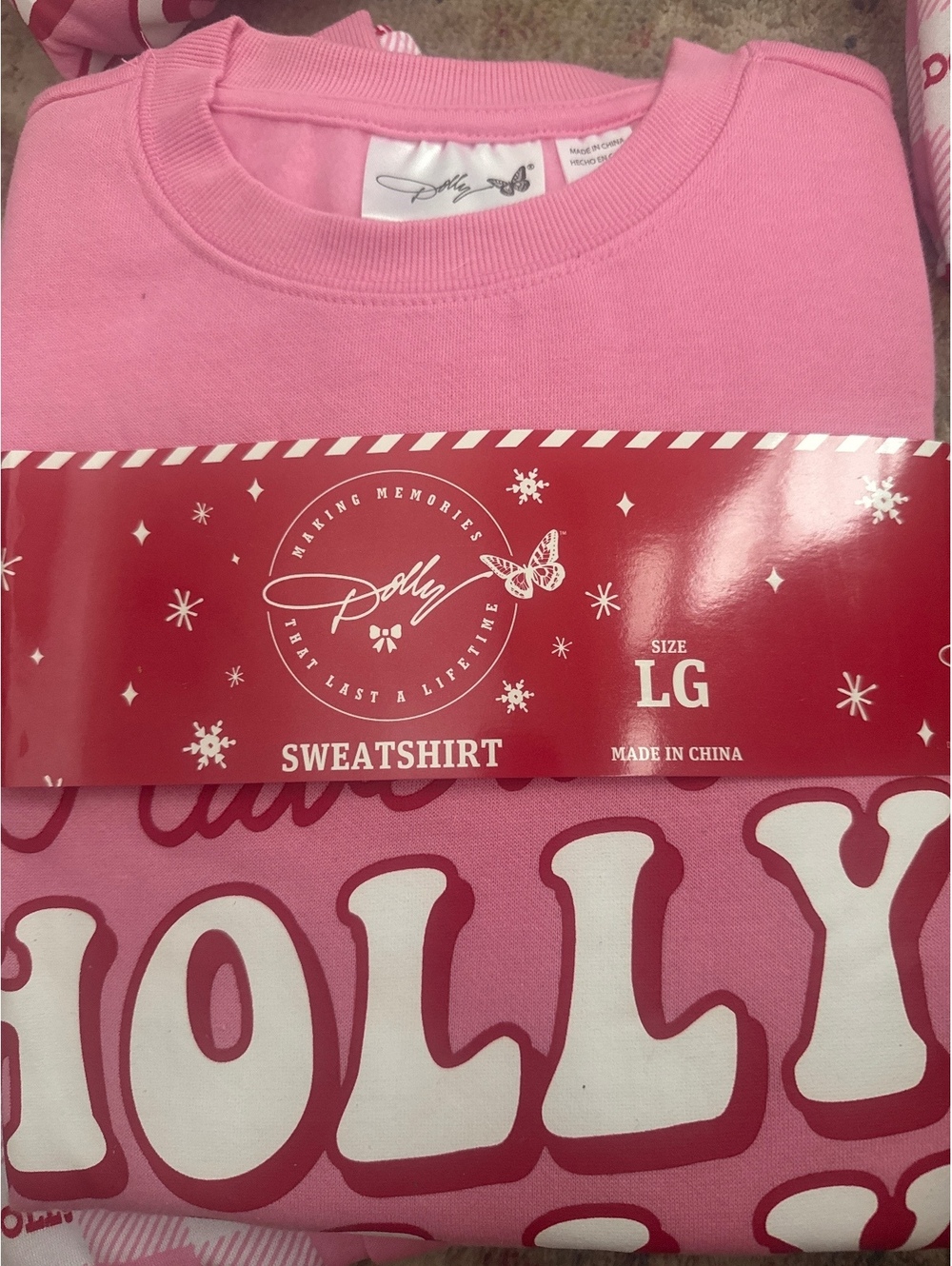 Dolly Mad Engine Pink Christmas Sweatshirt Size Large